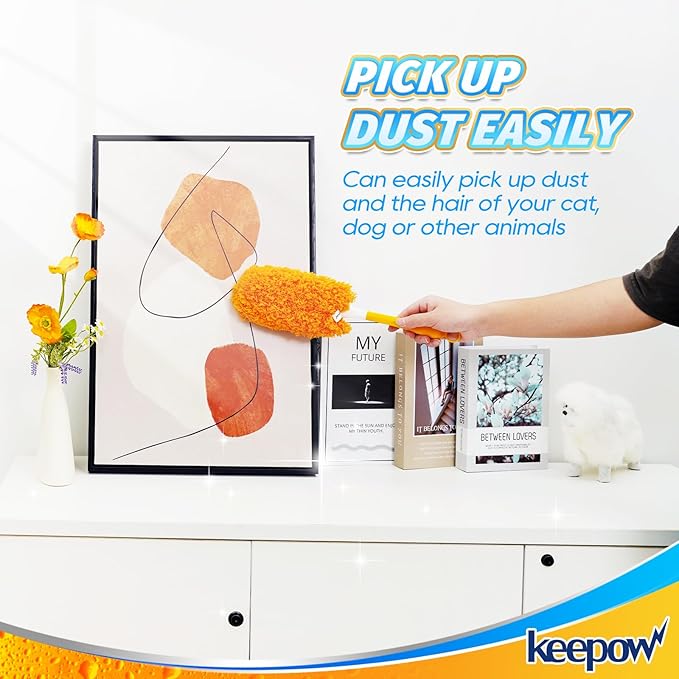 KEEPOW Reusable Duster Refill Compatible with Swiffer Hand Duster, Microfiber Heavy Duty Duster Refills, 360 Degree Dusters Refills for Cleaning, Ceiling Fan, 2 Pack (Handle is Not Included)