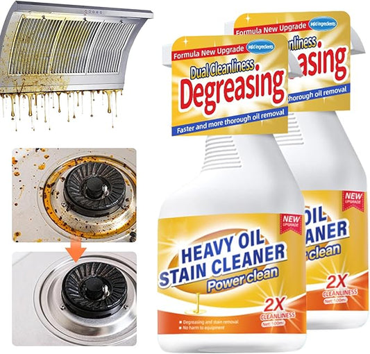 Kitchen Heavy Oil Cleaner, 2025 Newly Upgraded Heavy Duty Oil Stain Remover, 500 ML Multipurpose Cleaner Spray, Kitchen Degreaser Spray for Stovetops, Ovens, Range Hoods (2)
