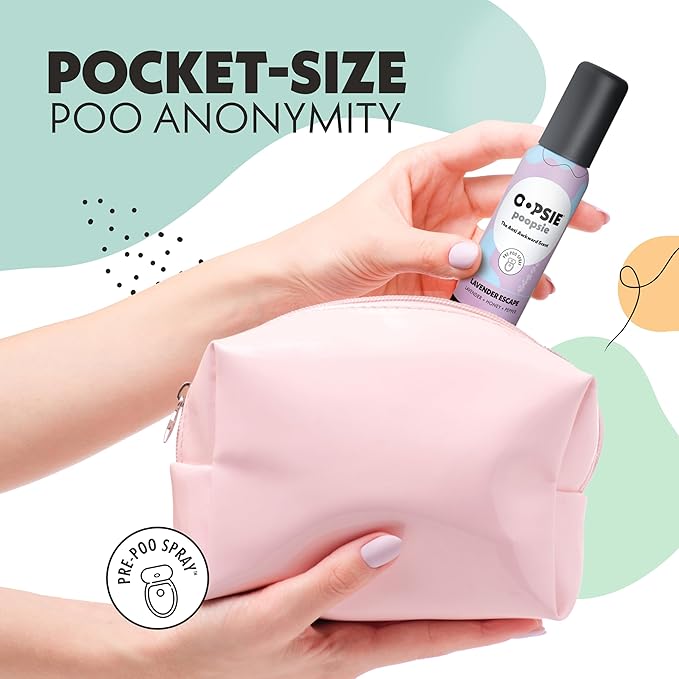 Oopsie Poopsie Pre GO toilet spray, discreet & portable original Pre-poo spray to use on the go. Assorted scents Lavender Scape/Summer Sea Toilet Odor Eliminator 2oz bottle Gift Set 2 pack
