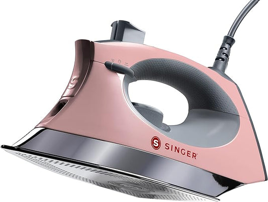 SINGER SteamCraft Steam Iron (1700W) | Steamer with Stainless Steel Plate, OnPoint Precision Tip for Hard-to-Reach Areas, Vertical Steam, Auto Shutoff & 300ml Tank Capacity – Pink