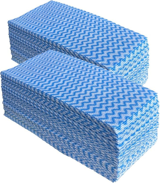 Disposable Cleaning Cloths Multi-Purpose Heavy Duty Disposable Dish Cloth Dish Rags for Kitchen, 7.87 x 15.75 inches -100 Counts/Pack,Blue