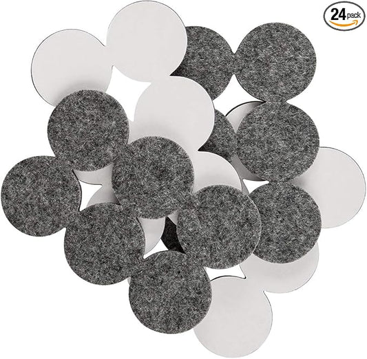 SoftTouch 1 1/2" Round Heavy Duty Felt Furniture Pads - Move Effortlessly & Protect Surfaces Floors, Gray (24 Pack),Grey