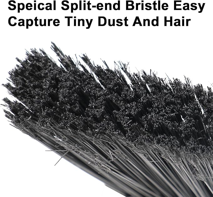 4PCS Heavy Duty Angle Broom, Long Pole Brooms for Indoor, Outdoor Sweeping, Kitchen to Courtyard, Black