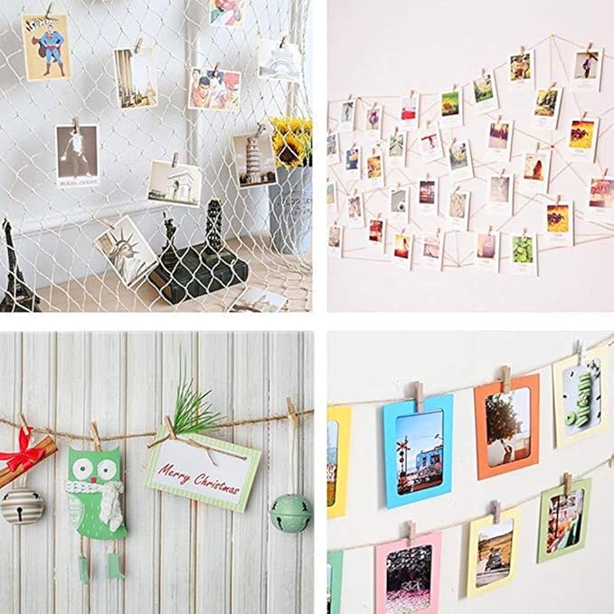 DurReus Small Wooden Clips Pictures Hanger with Twine Mini Colors Clothespins Attach Cards Wedding Party Decor Set of 50 Rose Red