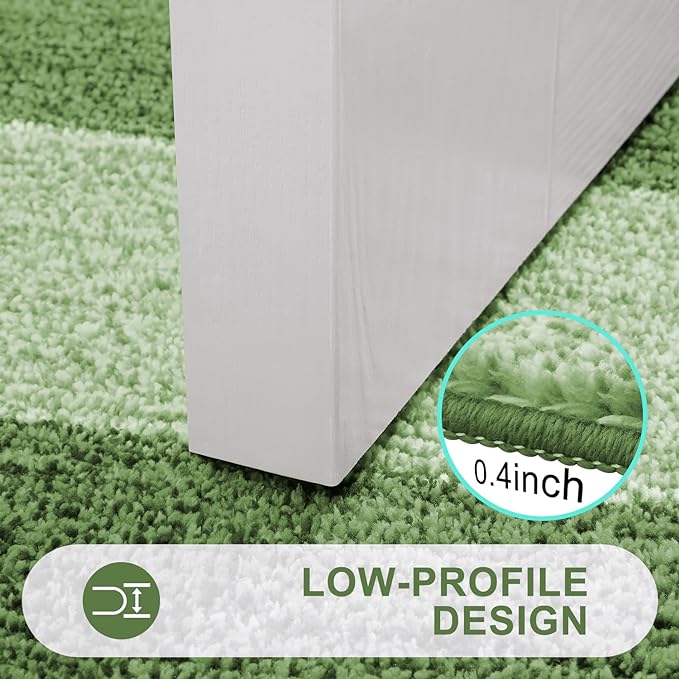 Kitinjoy Indoor Outdoor Door Mat, 40x32 Non-Slip Absorbent Dirt Trapper, Low-Profile Washable Inside Entrance Front Floor Mat, Sturdy Soft Entry Doormats for Entryway, Green