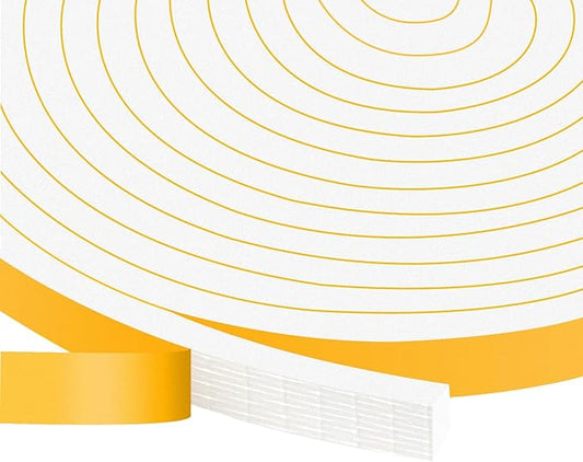 Strong Adhesive Weather Stripping, High Density Weatherproof Weather Stripping Door Seal Strip for Sliding Door, Windows,Noise-Reduction Foam Sealing Strip, White(1/2 in x 1/4 in x 26Ft)
