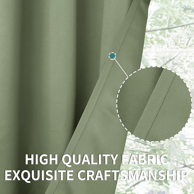 BGment Olive Green Short Curtains 40 Inches Long for Kitchen Cafe Window - Small Half Window Drapes with Rod Pocket Darkening Privacy for Bedroom Bathroom, 34 x 40 Inch, 2 Panels