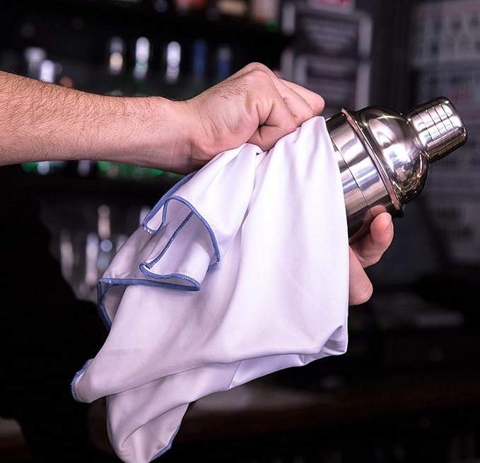 Trendy Bartender Toast to Perfection Microfiber Glass Polishing Lint-Free Cloth for Spotless Shine and a Residue-Free Finish - Pack of 5-25x20 inch - White