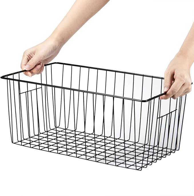 Freezer Organizer Bins, Upright Freezer Baskets for 16, 17, 21 cu.ft Standup Freezer, Durable Freezer Organizer Fully Use Space Improve Air Circulate, 6Pcs, Black
