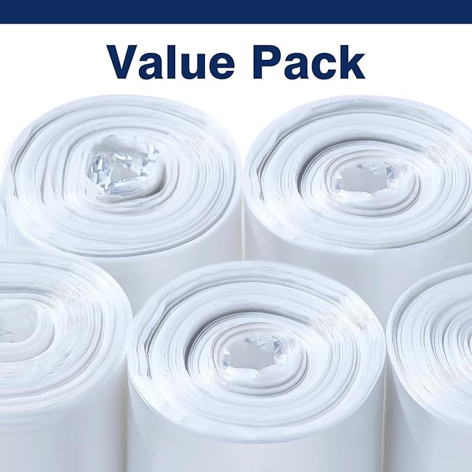 7-10 Gallon Clear Trash Can Liners, 24'' x 24'', Wholesale 1000 Count, High Density Garbage Bags for Office, Bathroom, Commercial and Industrial Use
