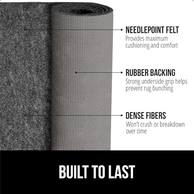 GORILLA GRIP Felt and Natural Rubber Stay in Place Slip Resistant Rug Pad, 1/8in Thick, 6x9 FT Protective Padding Under Area Rugs, Cushioned Gripper Pads, Carpet Runners, Hardwood Floors Protection