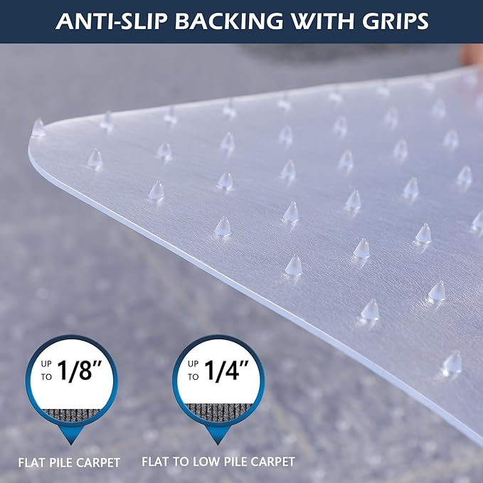 SALLOUS Chair Mat for Carpet, 36" x 48" Office Heavy Duty Chair Mat with Lip, Gaming Chair Mat for Carpeted Floors, Floor Protector Computer Desk Mat for Home Office (Clear, Extended Lip)