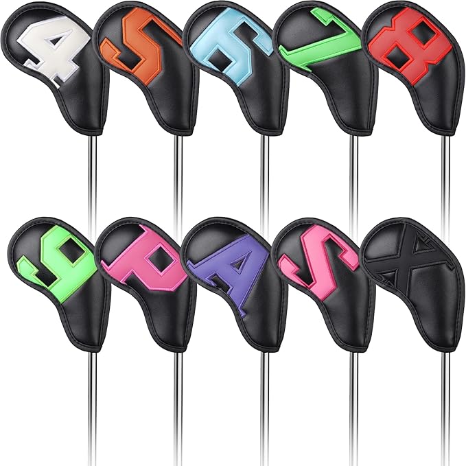 CRAFTSMAN GOLF 12pcs or 1pc Thick Synthetic Leather Golf Iron Head Covers Set Headcover Fit All Brands Callaway Ping Taylormade Cobra Etc. Also Custom Name