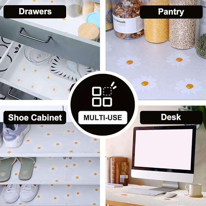 INNOLITES Shelf Liners for Kitchen Cabinets, Non Adhesive Drawer Cabinet Liner, Waterproof Oil-Proof Non-Slip Shelf Liner for Kitchen Pantry Refrigerator 23.6" x 236"