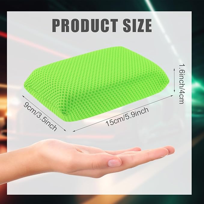 4 PCS Bug Scrubber Sponge Car, Bug Remover Wash Sponge，Car Cleaning Sponge for Bugs, Tar, Grime - Paint-Safe, Reusable Wash Sponges Kit(Green)