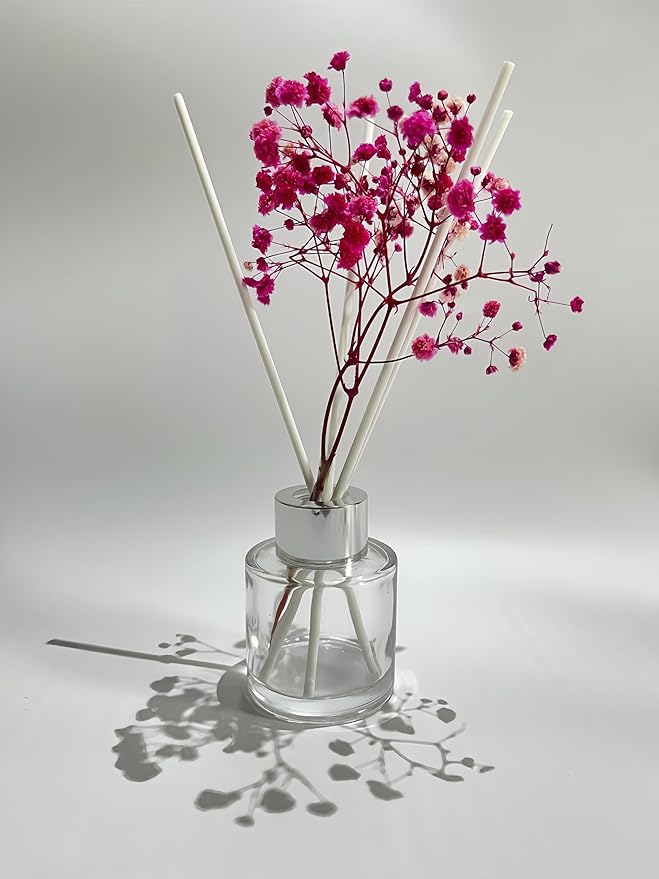 8PCS Reed Diffuser Bottles Empty, 40Pcs Reed Diffuser Stick, Diffuser Bottle Capacity 50ml (1.7oz) Diffuser Stick 3.5mm-190mm, Suitable for Home, Hotel, Restaurant, Office Aromatherapy Tasks