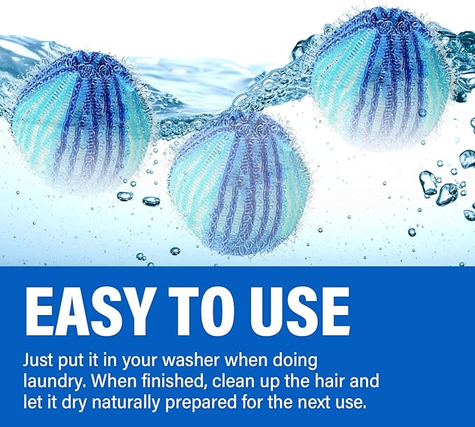 Pet Hair Remover for Laundry, Reusable Lint Traps for Washing Machine Hose, Effective Washing Balls for Pet Fur Remover 12Pcs