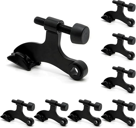 8 Pack Hinge Pin Black Door Stopper, Adjustable Heavy Duty Hinge Pin Door Stop with Black Rubber Bumper Tips