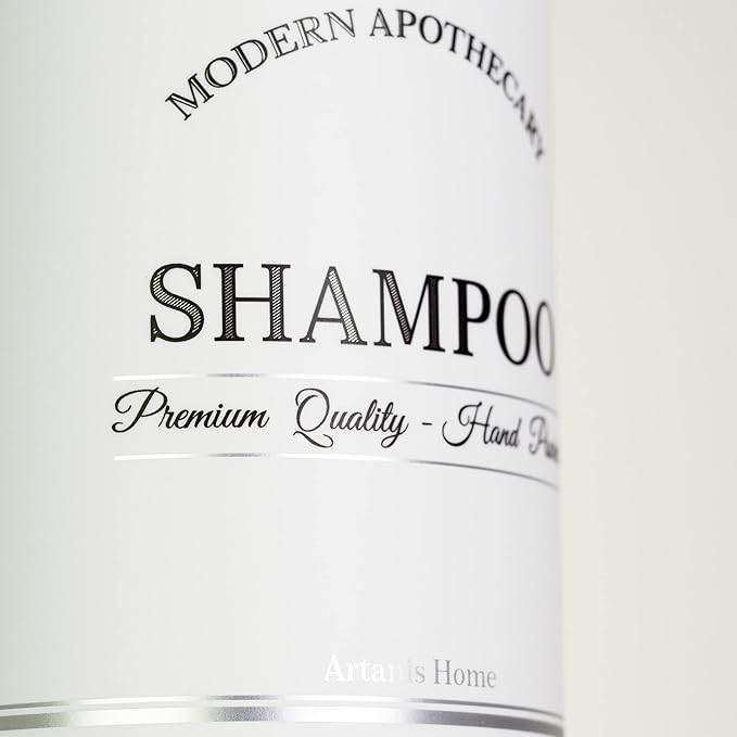 Clear Refillable Shampoo and Conditioner Bottles - Body Wash, Shampoo and Conditioner Dispenser - PET Plastic Shampoo Bottles Refillable with Pump - Waterproof Labels - 16 oz, 3 Pack (Black Plastic)