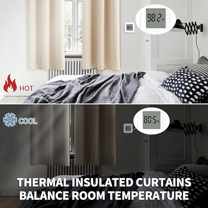 BGment Short Blackout Curtains for Bedroom 40 Inches Long - Thermal Insulated Room Darkening Curtain for Kitchen, Champagne, 34 x 40 Inch, 2 Panels