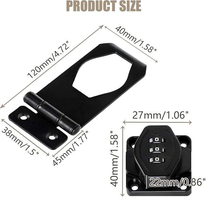 Password Rotary Hasp Locks, Digit Combination Lock Door Security Slide Latch Door Lock for Drawers, File Cabinets, Cabinets, Interior Doors, Barns, Garage Doors, Fence (5 Inch)