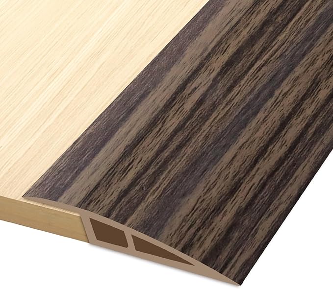 Vinyl Door Threshold Flooring Transition Strip Self Adhesive Carpet Edging Strip for Laminate Doorway Edge Threshold from 3/5" to 4/5" (Grayish Brown Wood Grain, 3.3 Ft)