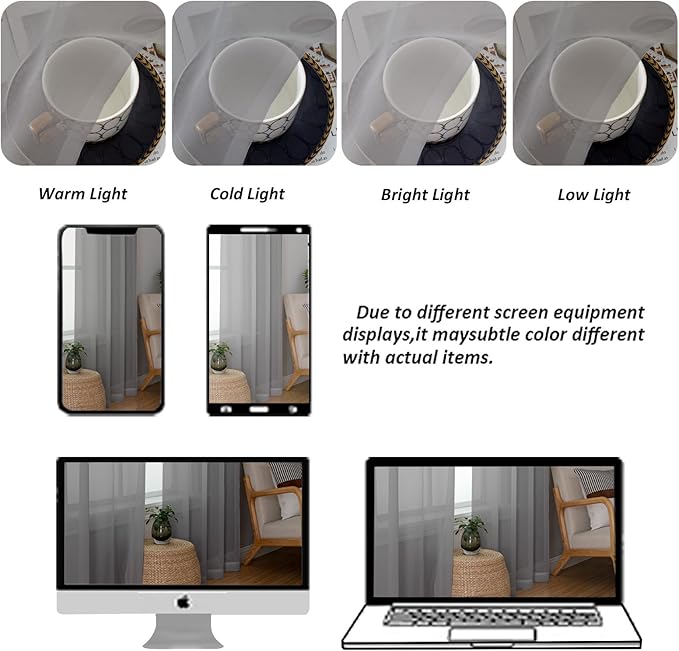 Chyhomenyc Sheer Grey Curtains 84 inches Long 2 Panels Set, Lightweight Solid Elegant Window Curtain Panels/Drapes/Treatment for Bedroom Living Room (42 X 84 Inches, Charcoal Grey)