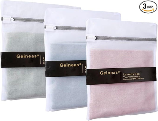 Lingerie Bags for Washing Delicates (12 x 16 Inches) 3Pcs Mesh Laundry Bags Net Wash Bag for Socks Bra Underwear Baby Clothes Delicate Laundry Bag for Washing Machine