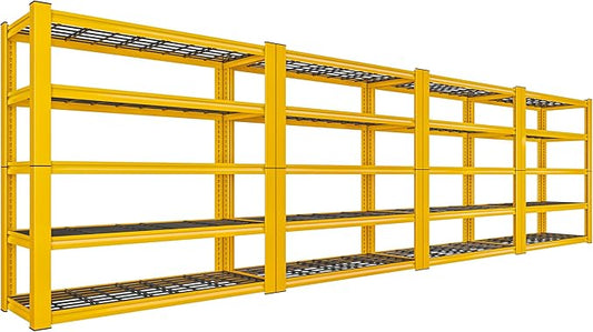 REIBII 72''H Garage Shelving 3010 LBS Storage Shelves Adjustable Metal Shelving 5 Tier Metal Shelves for Storage Industrial Shelf for Kitchen Pantry Warehouse Basement 72" HX35.5 WX16 D, 4 Pack