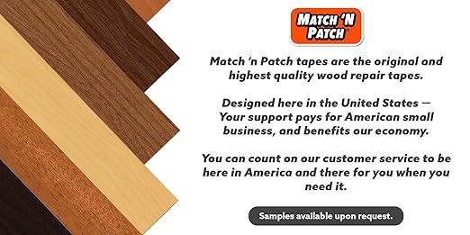 MATCH 'N PATCH Realistic Wood Grain Repair Tape - Durable Multi-Use Adhesive Tape for Furniture, Floors, Cabinets, Windows, Doors, RV, Home Decor & DIY Projects - Dark Walnut, 2.25 in x 15 feet