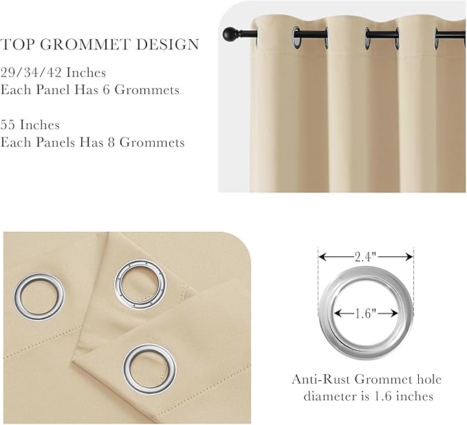 PONY DANCE Biscotti Beige Curtains 102 Inches Long for Living Room 2 Panels Set,Retro Mid Century Modern Elegant Vintage Thermal Insulated Room Darkening Blackout Drapes for Bedroom 55x102 Inch Length