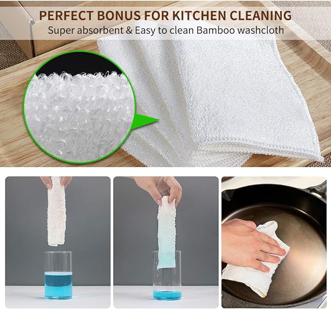 Herda 316L Cast Iron Scrubber Cleaner, Large Cast Iron Chain Mail Scrubber - Chainmail Scrubber Sponge - Metal Skillet Scrubbing, Wok, Dutch Oven Cleaning Kit
