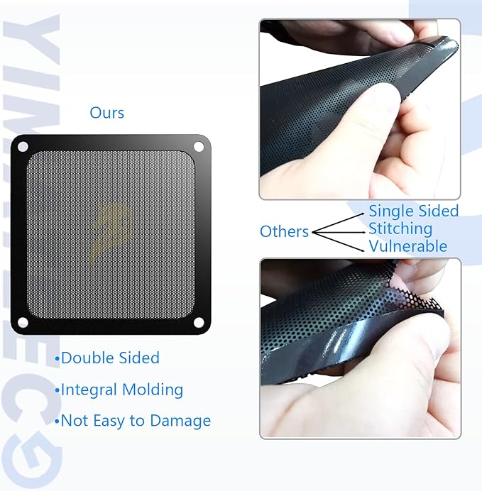 140mm Fan Filter PC Dust Filter Computer Fan Grills Dust Mesh Magnetic Frame PC Case Cover Dustproof PVC 50 Mesh(PVC, Gentleman Aesthetic, 140 * 140mm, 2pcs, Black)