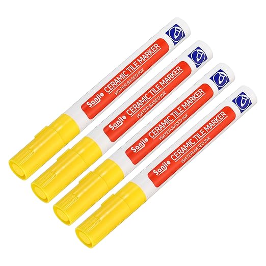 YOKIVE 4 Pcs Grout Paint Pen, Waterproof Yellow Paint Tile Marker, Restoring Grout Lines, Great for Balcony, Kitchen, Bathroom