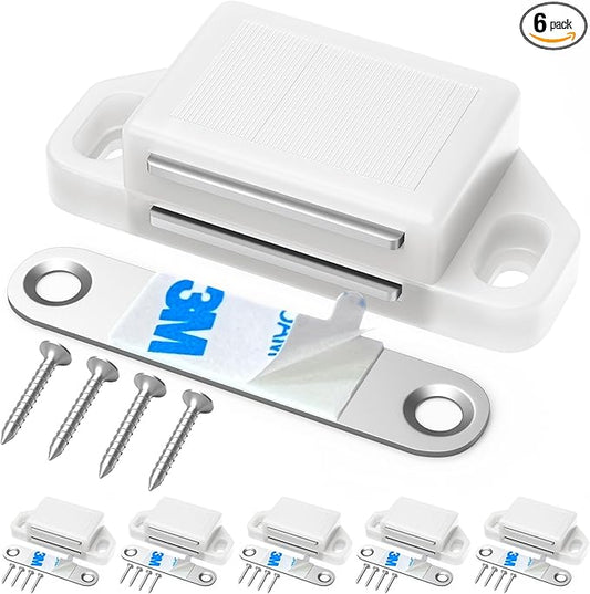 Cabinet Magnetic Catch Door Latch 30LB for Kitchen Drawer Magnets to Stay Closed Magnetic Catch Closet for Drawer（White 6 Pack）