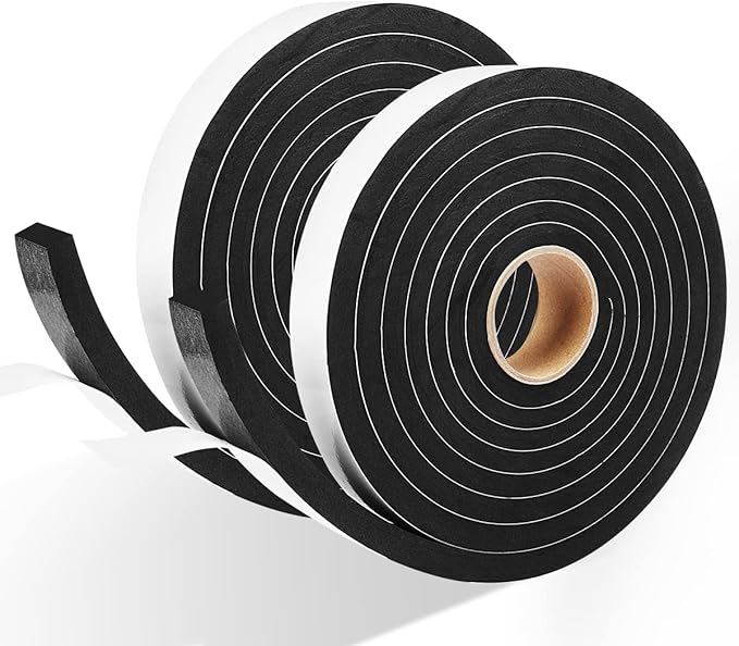 2 Rolls Weather Stripping Door Seal, 3/4'' W x 3/8'' T Foam Tape Close Cell, Single Sided Weather Strip for Door or Window, (Total 16.5 Feet Long)…