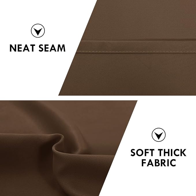 DWCN Brown Blackout Curtains for Small Window, Thermal Insulated Energy Saving Room Darkening Curtains for Kitchen/Bedroom (W42 x L36 inch, Set of 2 Panels, Top of Rod Pocket)