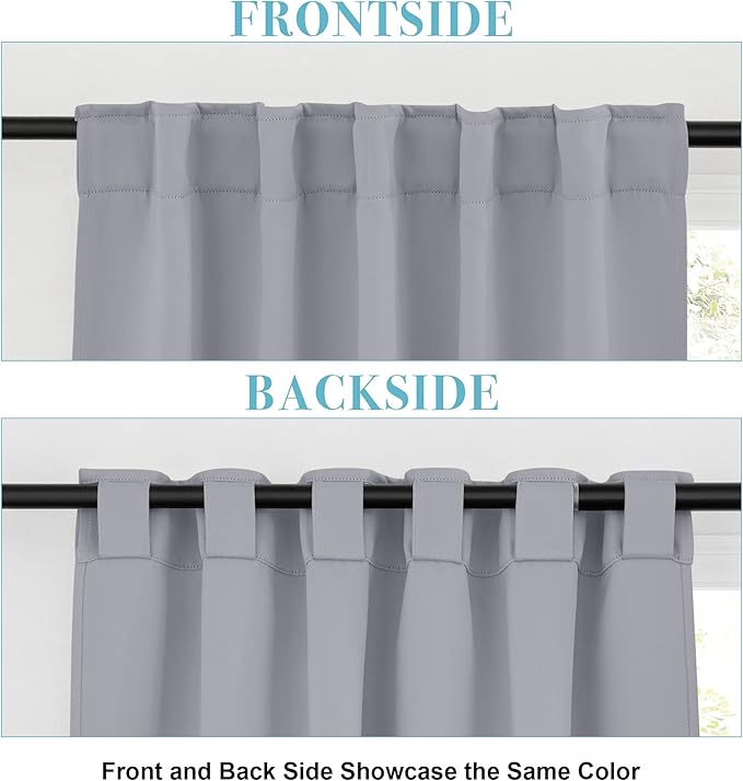 RYB HOME Bathroom Curtains Blackout - Thermal Insulating Privacy Small Window Curtains Short for Bedroom Basement Kitchen Kids Nursery Cabinet, Wide 42 x Long 30 inches, 2 Panels, Silver Grey