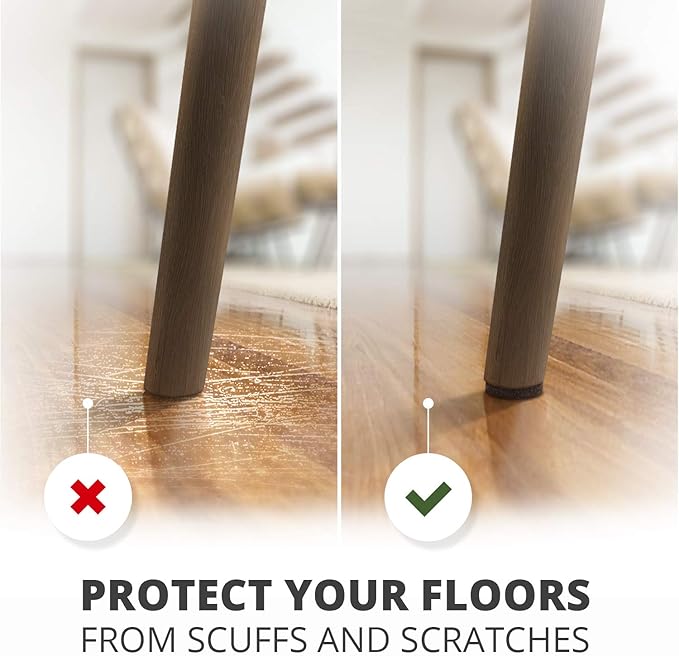 24 Heavy-Duty Felt Furniture Pads 1.5” 1/4” Thick X-Protector! Round Felt Pads for Furniture Feet - The Best Felt Floor Protectors for Furniture to Prevent Scratches. Protect Your Hard Floor! (Brown)