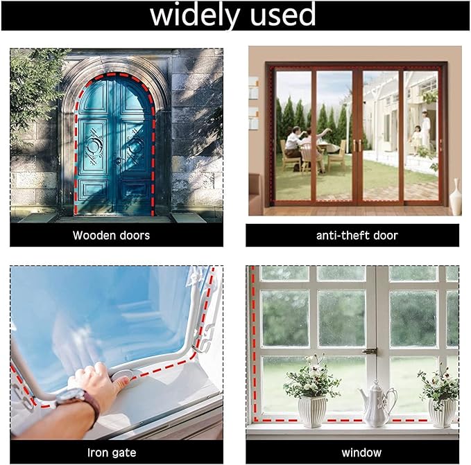 Black Rubber Weather Stripping Door Seal Strip, D Shape Door Rubber Weather Seal Strip, Self-Adhesive Door Weatherstripping Soundproofing Door Seal Strip for Windows (33 feet, White),(pundin-1)