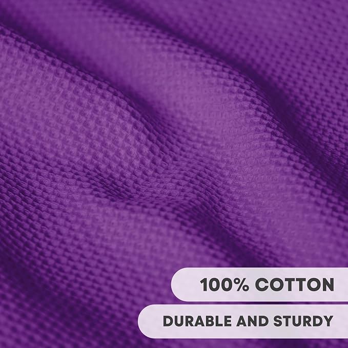 Artoid Mode 100% Cotton Purple Waffle Weave Kitchen Dish Cloths, 13x28 Inch Ultra Soft Absorbent Quick Drying Kitchen Dish Towels Set of 4
