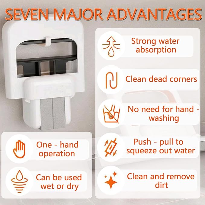 Mini Foldable Desktop Mop, Portable Cleaning Sponge Mop Self-Squeeze Sponge Cleaning Tool for Wet Dry Use on Kitchen Countertops Glass Bathroom Car (1 Pcs Gray)
