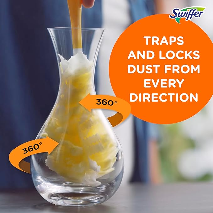Swiffer Dusters Refill for Cleaning, Feather & Microfiber Duster Disposable Alternative, for Dusting Furniture, Blinds, Ceiling Fans, Walls, Helps Remove Allergens, Lavender, 18ct