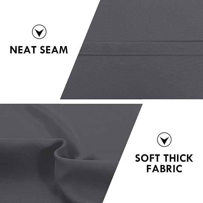 DWCN Bedroom Curtains Blackout Drapery Panels 54 Inch Length 2 Panels Set, Three Pass Microfiber Thermal Insulated Energy Saving Rod Pocket Window Treatment Drapes (W42 x L54 Inch, Dark Grey)