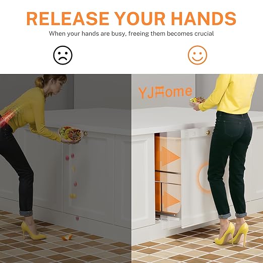 YJHome Pull Out Trash Can Under Cabinet with Push to Open Slides, Garbage Can Not Included, Double Cabinet Trash Can Pull Out Kit with Door Mounting Kit, Requires Minimum Cabinets Opening 18" W
