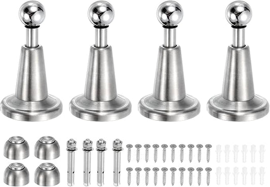 uxcell 4Pcs Magnetic Door Stopper, 304 Stainless Steel Magnetic Door Stop Catch, Soft-Catch Brushed Nickel Hold Door Open Wall Mount for Bottom of Door, Silver