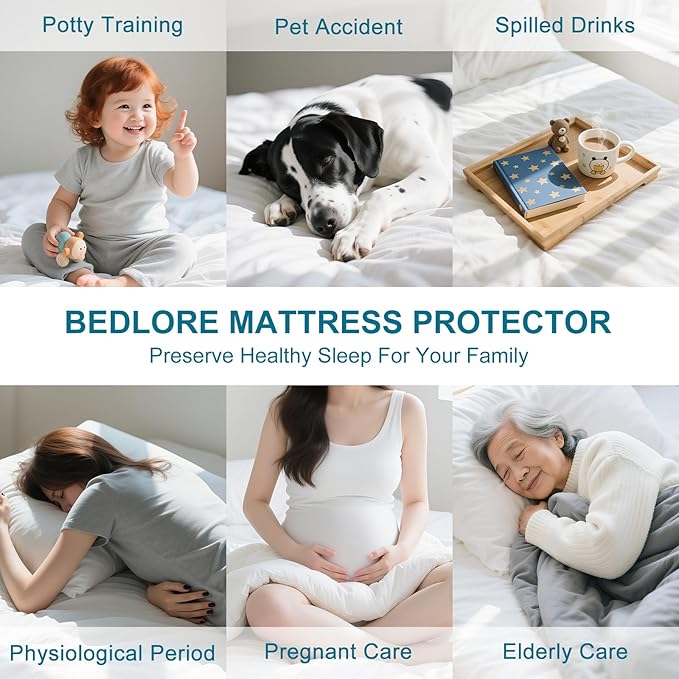 Waterproof Mattress Protector Twin XL Size - Breathable, Noiseless, Ultra-Soft Bed Cover, Mattress Pad Cover with Deep Stretchable Pockets 8"-21" (Gray)