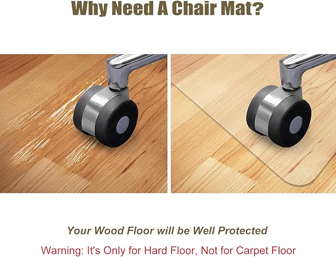 Kuyal Clear Chair mat for Hard Floors 48 x 48 inches Transparent Floor Mats Wood/Tile Protection Mat for Office & Home(48" X 48" Square)