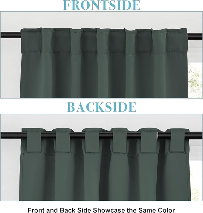 RYB HOME Bathroom Curtains Blackout - Thermal Insulating Privacy Small Window Curtains Short for Bedroom Basement Kitchen Kids Nursery Cabinet, Wide 42 x Long 30 inches, 2 Panels, Dark Green