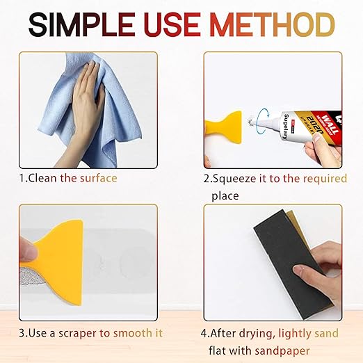 Drywall Patch Repair Kit with Scraper, Wall Spackle Repair Paste, Wall Mending Agent Quick and Easy Solution to Fill The Holes for Home Wall, Plaster Dent Repair and Wood Scratch Repair